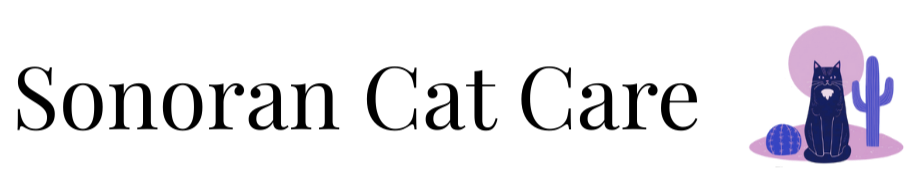 Sonoran Cat Care with logo of cat with saguaro